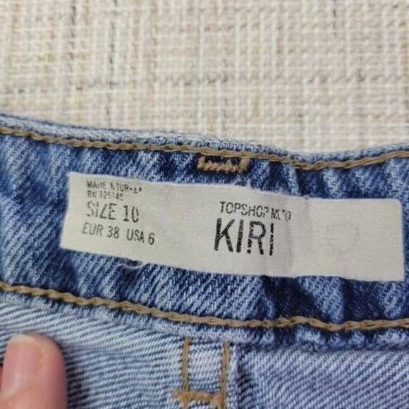Topshop Moto Kiri Women's Blue Denim Frayed‎ Hem Jean Short Size 6 - Picture 4 of 7